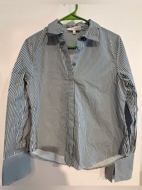Favorite Daughter Striped classic poplin Shirt in Green and White